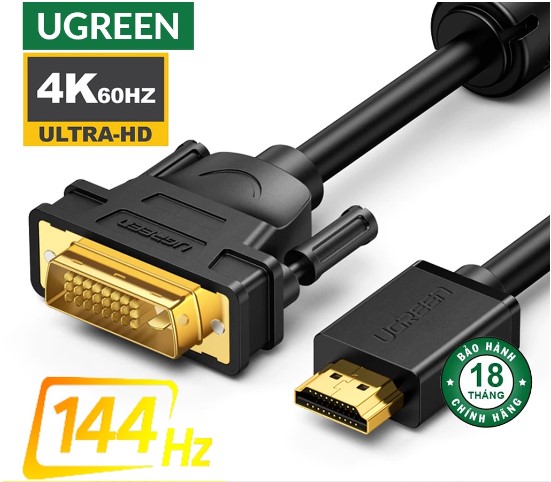 Cáp chuyển đổi HDMI to DVI 24+1 dài 1,5m Ugreen 11150 Cao cấp